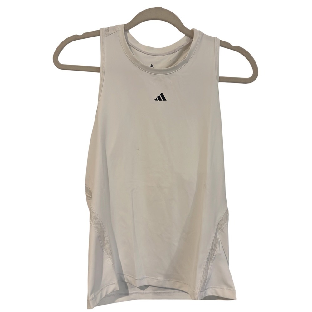 Adidas Women White WTR D4T TK SLIM Training Tank Top Racerback Mesh Small NEW